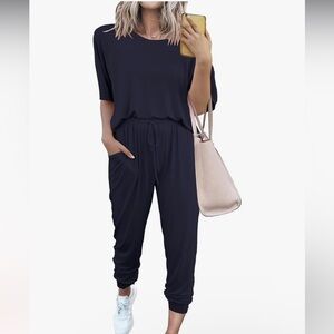 Women's Navy Blue Two-Piece Set